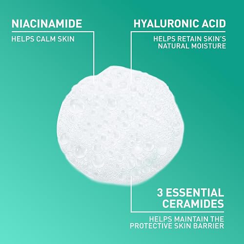 Limpiador facial de espuma CeraVe para el lavado diario de la cara, CeraVe Foaming Facial Cleanser | 16 Ounce | Daily Face Wash for Normal to Oily Skin | Paraben & Fragrance Free, 16 Fl. Oz