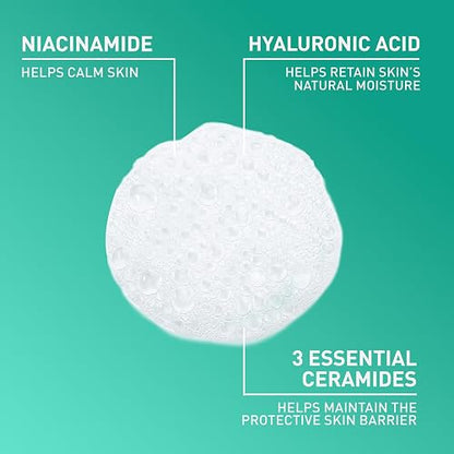 Limpiador facial de espuma CeraVe para el lavado diario de la cara, CeraVe Foaming Facial Cleanser | 16 Ounce | Daily Face Wash for Normal to Oily Skin | Paraben & Fragrance Free, 16 Fl. Oz