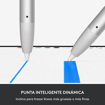 Logitech Crayon Lápiz Digital para iPad (Compatibilidad Solo con Puerto USB C) con tecnología Apple Pencil, precisión de Pixel y Punta Inteligente Dynamic con Carga rápida USB C - Gris