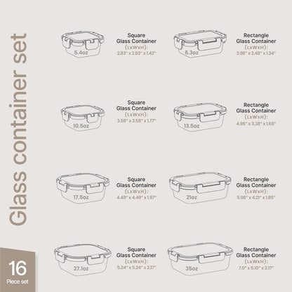 Recipientes de vidrio de borosilicato rosa para almacenamiento de alimentos con tapas, 16 piezas, de grado alimenticio, sin BPA, apilables para almuerzo y sobras de vidrio, aptos para microondas