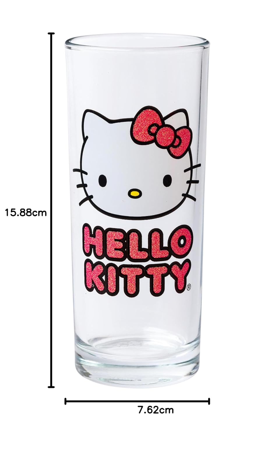 Silver Buffalo Sanrio Hello Kitty Juego de 4 vasos con purpurina, 10 onzas