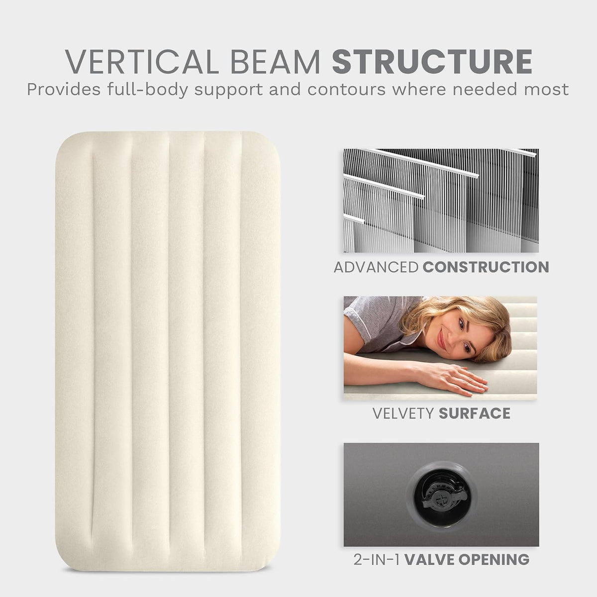 Intex Dura-Beam Colchón Individual Inflable, Serie estándar, Simple y Alta