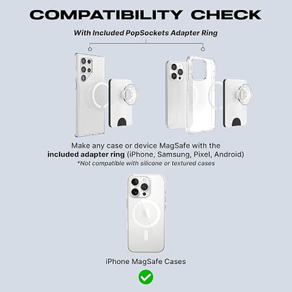 PopSockets - portafolios para teléfono con Agarre expandible y Anillo Adaptador para MagSafe, Soporte para Tarjetas de teléfono, Compatible con Carga inalámbrica, portafolios Compatible con MagSafe
