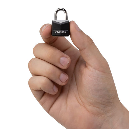 Master Lock 121T Candado de aluminio cubierto, 3/4 pulgadas de ancho, negro, 1 paquete, 2 unidades