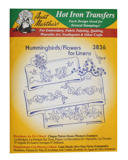 Aunt Martha's Iron On Transfer Patterns for Stitching, Embroidery or Fabric Painting, Patterns for Linens, Set of 5