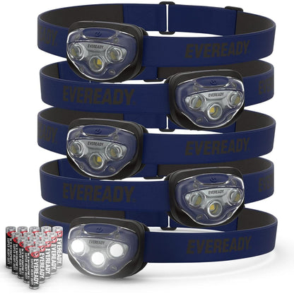 EVEREADY - Faros LED Pro200 [Paquete de 5], IPX4, resistentes al agua, y duraderas para camping, senderismo, corte de energía de emergencia (baterías incluidas)