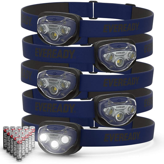 EVEREADY - Faros LED Pro200 [Paquete de 5], IPX4, resistentes al agua, y duraderas para camping, senderismo, corte de energía de emergencia (baterías incluidas)
