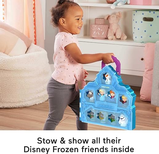 Fisher-Price, Little People, Estuche de Figuras, Frozen, Juguete para Bebé, Incluye 9 Personajes: Anna, Elsa, Olaf, Kristoff, Sven, Marshmallow, Grand Pabbie, Bulda y Pebble, 18 Meses en Adelante