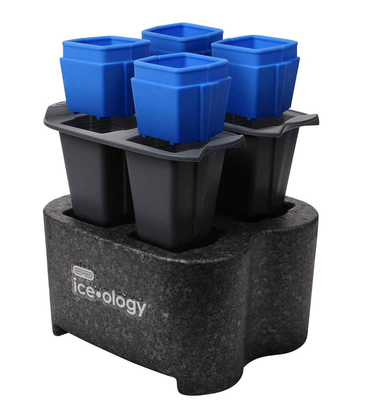 Dexas ice•ology Bandeja de silicona transparente para hacer hielo de cóctel transparente, 4 unidades