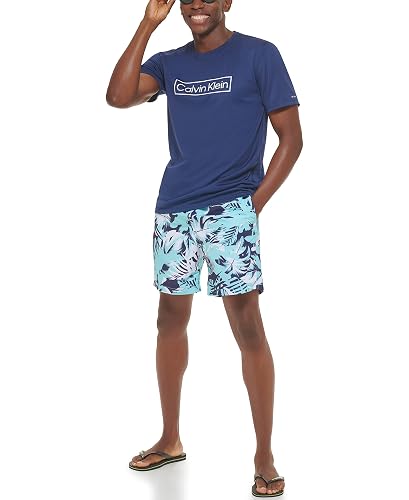 Calvin Klein Manga Corta Ligera de Secado rápido, protección UPF 40+ Camisa de protección de Sarpullido para Hombre