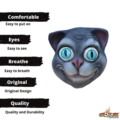 Cat, Máscara Divertida de Gato Gris de Caricatura, Máscaras de Animales Chistosos y Divertidos de Caricatura Ideales para Disfraz de Halloween