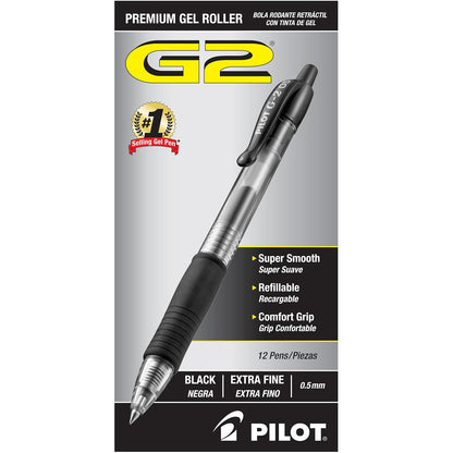 Pilot G2 Bolígrafos Retráctiles de Tinta de Gel Premium - negro - Moderno