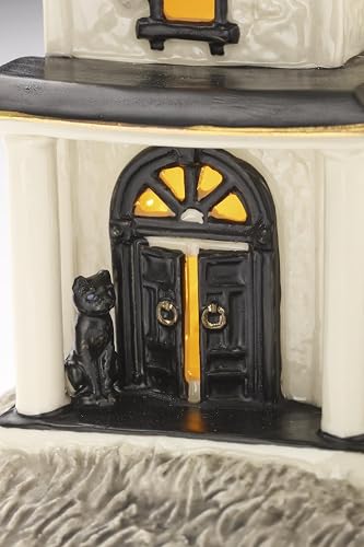 Lenox Figura clásico de Halloween Light-Up Manor | Casa embrujada de porcelana, 21 cm de altura, requiere 3 pilas AAA, no incluidas