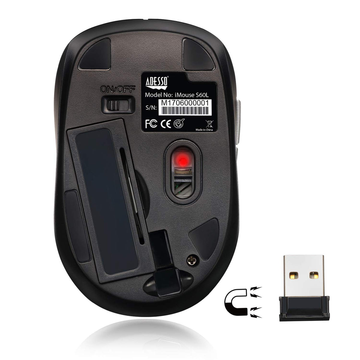 Adesso Ergonomic iMouse S60 - Wireless Optical Mouse