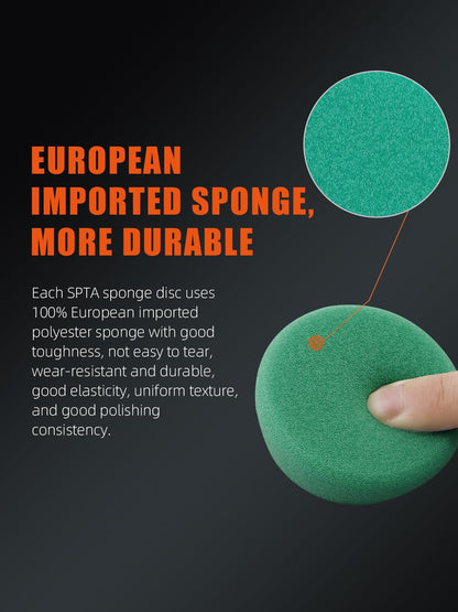 SPTA - Kit de detalles de coche: almohadillas para orejas de pulido de 25 mm, 50 mm y 80 mm, cera para preservar y pulir, aplicador de pulido