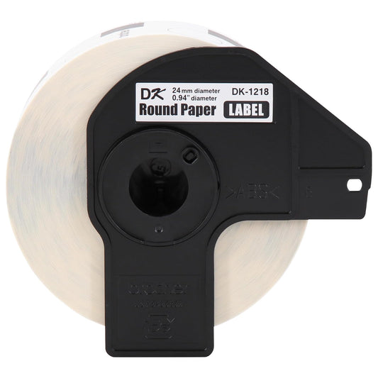 Brother Etiquetas Redondas DK-1218 de 24 mm | Papel Adhesivo para Impresoras de Etiquetas Brother QL-800, QL-810W y QL-1110NWB, Etiquetas Blancas Para Oficina y Negocio