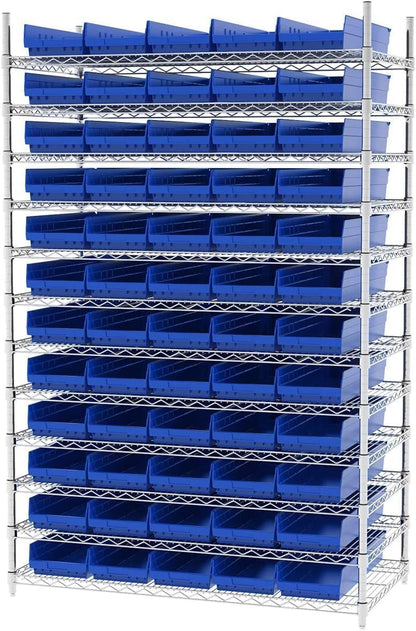 Akro-Mils 30184 24-Inch by 8-Inch by 4-Inch Plastic Nesting Shelf Bin Box, Blue, Case of 6