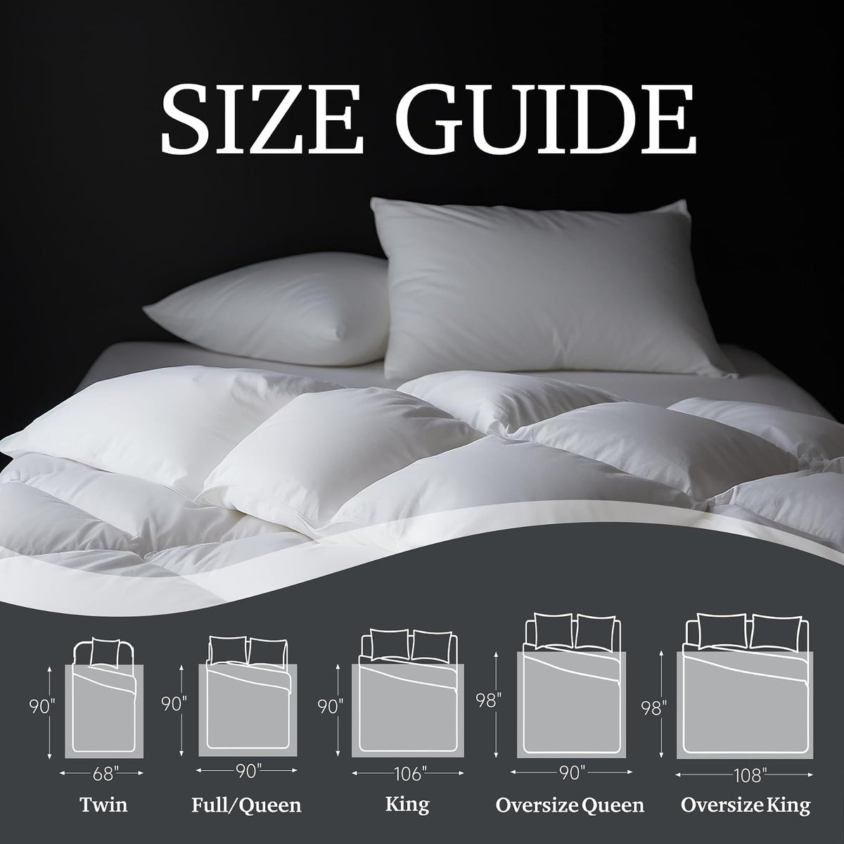 Hotel Grand Luxury - Edredón de Fibra de Plumas de Ganso Blanco, tamaño matrimonial, 100% algodón, Relleno de edredón para Todas Las Estaciones, edredón Mullido de Calor Medio con 8 Lazos en Las