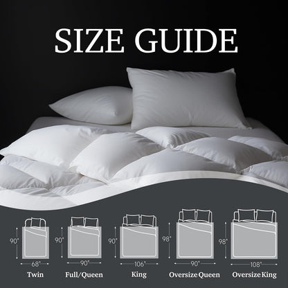 Hotel Grand Luxury - Edredón de Fibra de Plumas de Ganso Blanco, tamaño matrimonial, 100% algodón, Relleno de edredón para Todas Las Estaciones, edredón Mullido de Calor Medio con 8 Lazos en Las