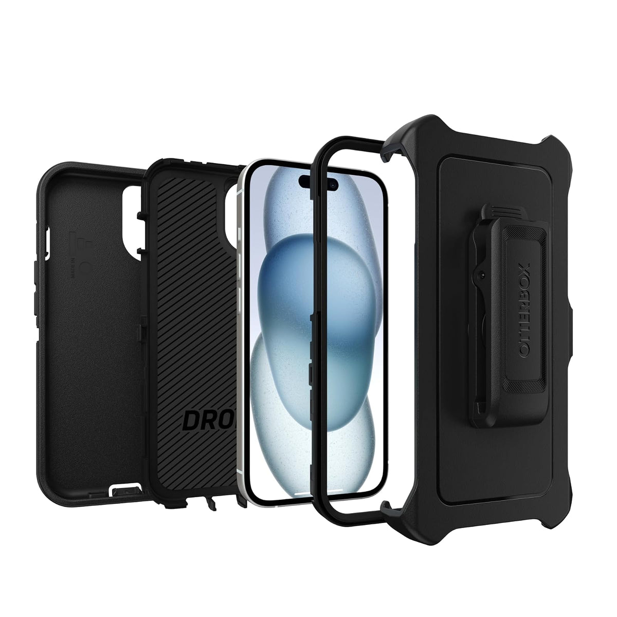 Otterbox Funda para iPhone 15, iPhone 14 Y iPhone 13 Defender Series -, Sin Pantalla, Resistente Y Duradera, con Protección De Puerto, Incluye Soporte De Clip De Funda Negro