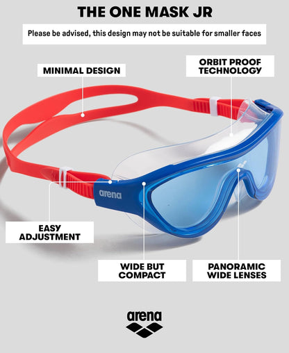 ARENA Unisex Youth The One Junior Swim Mask Goggles for Boys and Girls Ages 6 to 12 Large Fit Polycarbonate Lens