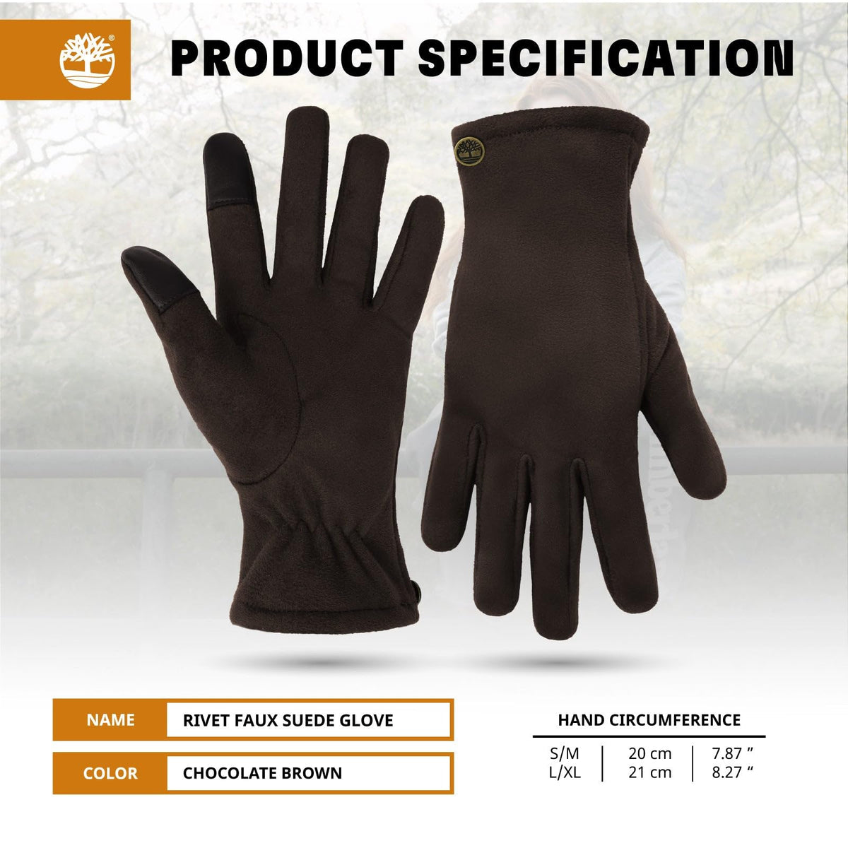 Timberland Rivet Faux Suede Glove Guante Mujer