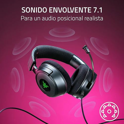 Razer Kraken V4 X Auriculares con Cable para Juegos: Altavoces de 40 mm - Micrófono Cardioide - Almohadillas de Espuma con Memoria - Iluminación RGB Chroma - Cable Tipo C y Tipo A - para PC, Mac, PS5