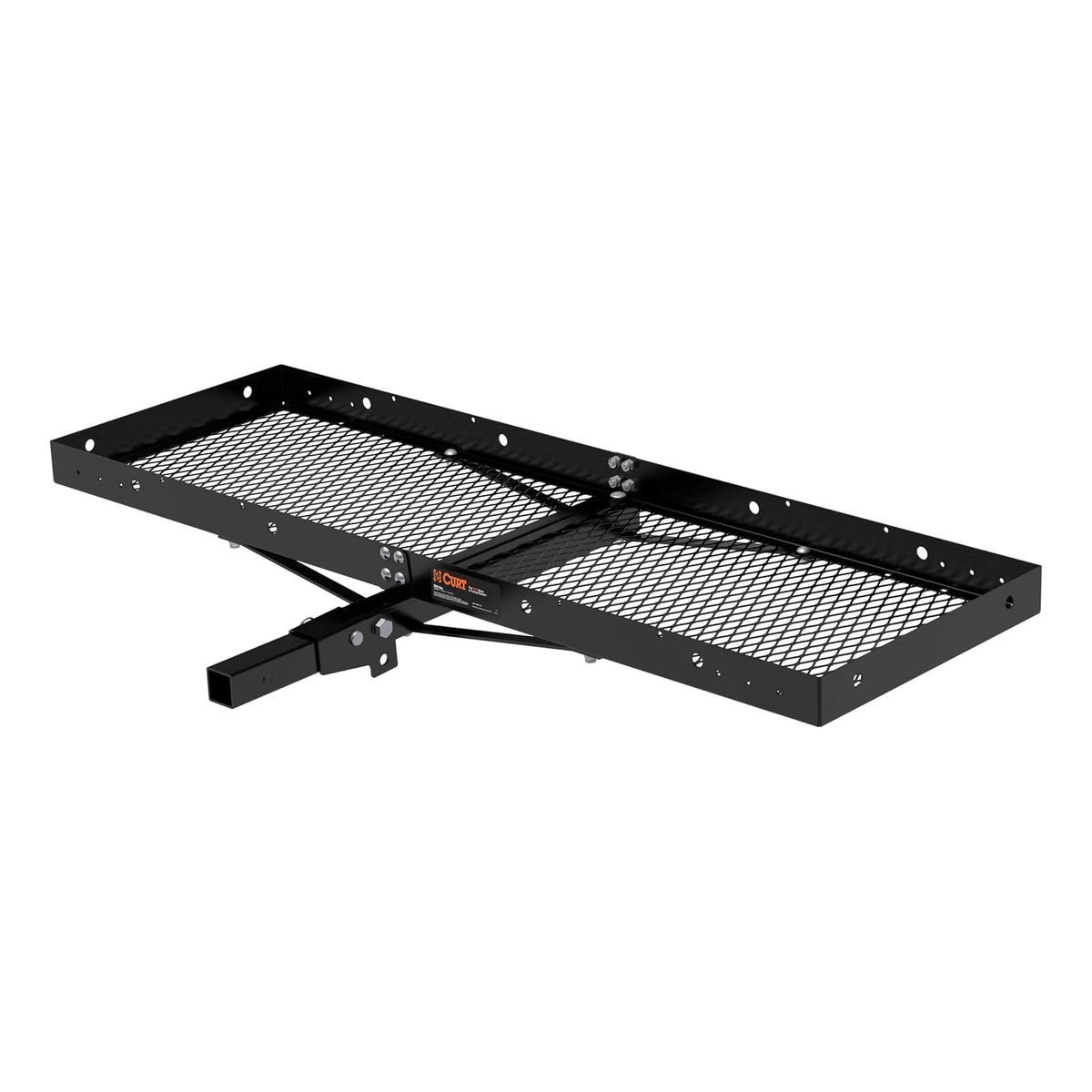 CURT 18109 Transportador de Carga de Enganche de Bandeja de 60 x 20 Pulgadas, Capacidad de 500 Libras, Acero Negro, vástago Plegable de 2 Pulgadas