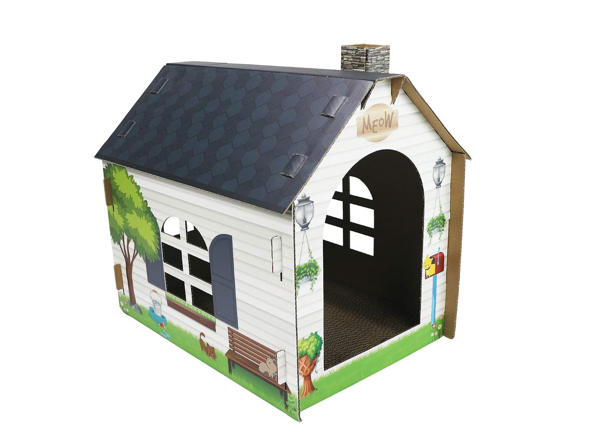 ASPCA Casa de Juegos de cartón para Gatos con rascador de Gatos, 19 Pulgadas de Largo x 13 Pulgadas de Ancho x 17 Pulgadas de Alto