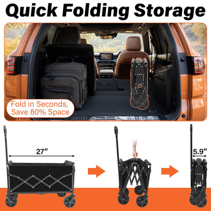 micieitie Carros de vagones Plegables – Carro Plegable de 360 Libras con Ruedas portátil – Carro Plegable Ligero para Camping, Deportes, Viajes, Picnic, comestibles, Compras