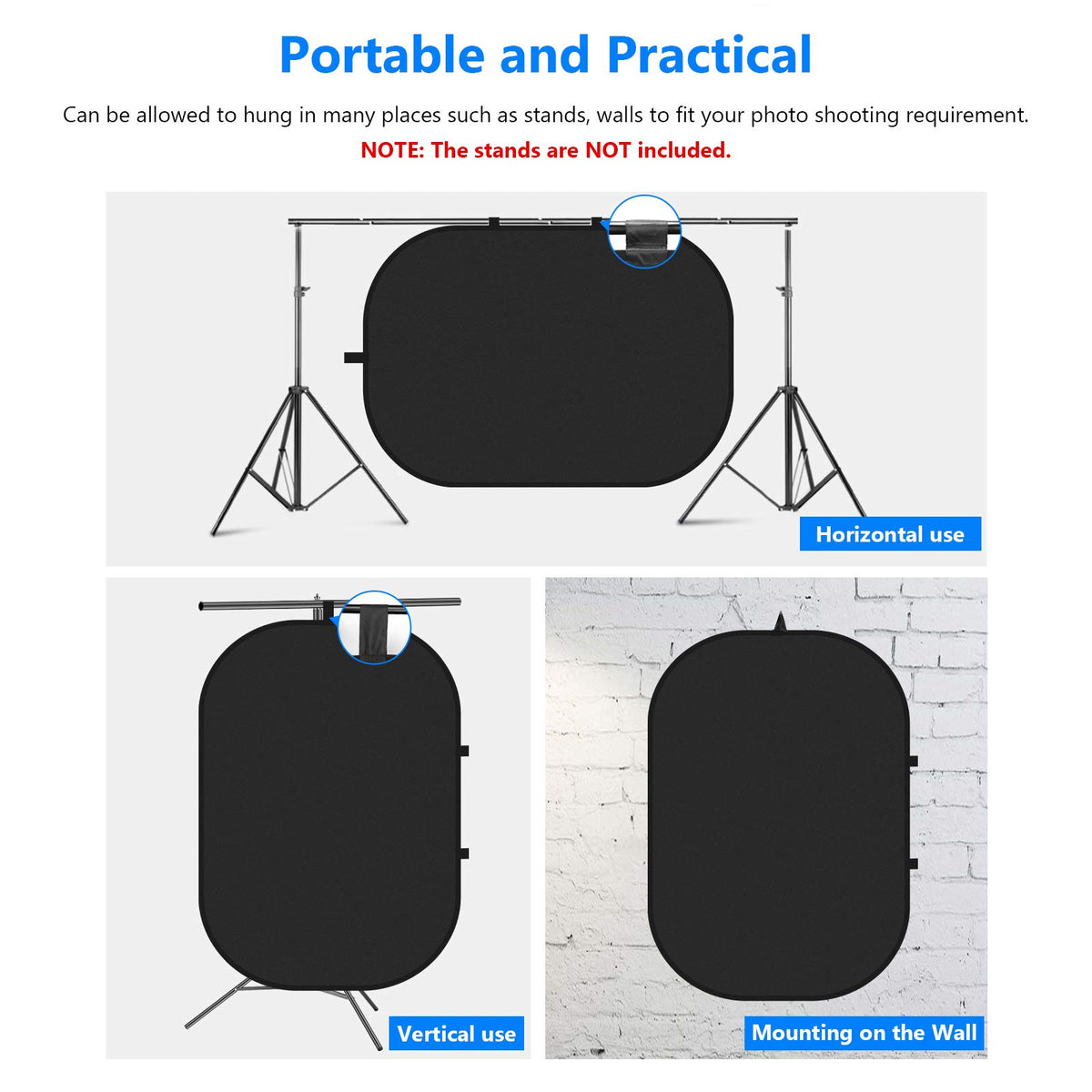 NEEWER Chromakey Backdrops, Double Sided Negro Screen y Blanco Screen | 2 in 1, Plegable Reversible , para Fotografía, Gaming y Streaming en Vivo, 5'×6.6'/1.5m×2m, Negro/Blanco