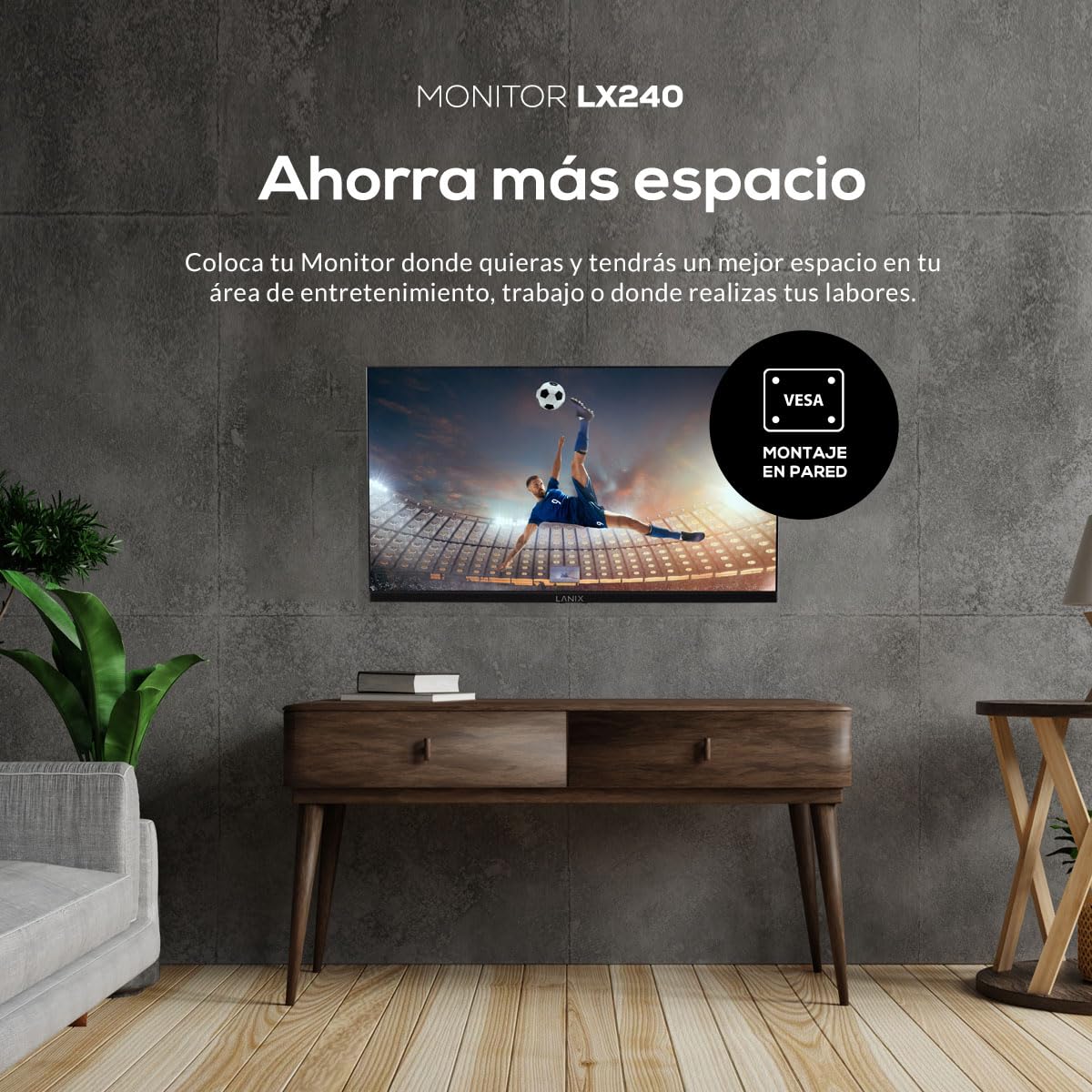 Lanix LX240 Monitor, 23.8 Pulgadas, 1920x1080 Full HD, Panel VA, HDMI, VESA, LED