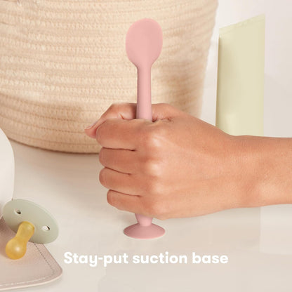 Frida Baby Espátula para Crema de Pañal de Silicona | Rosa, 100% silicona, sin BPA, higiénico, base de ventosa, fácil limpieza