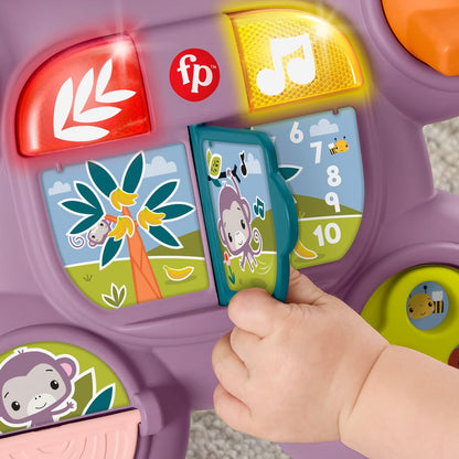 Fisher-Price Andadera Aprende Conmigo Amigo Mono 6+ Meses | Música y actividades interactivas, mango ergonómico y base de 4 ruedas