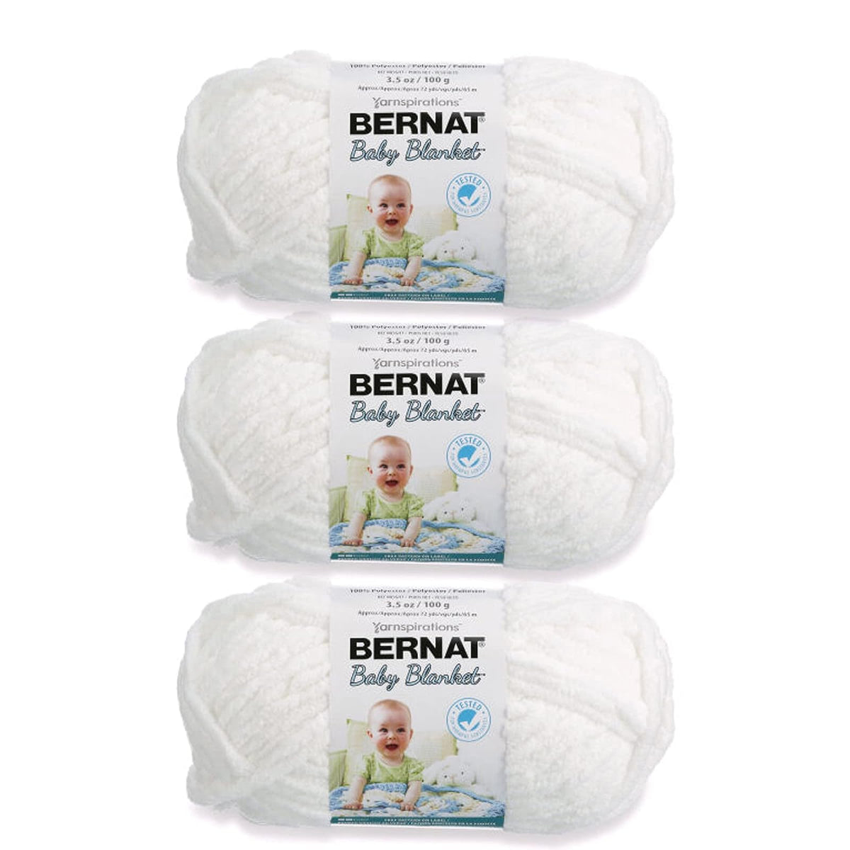 Bernat Estambre para Bebé, Paquete de 3, 100 g Poliéster - Paquete de 3 - Blanco