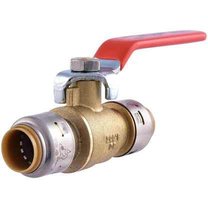 SharkBite Max - Válvula de bola PTC de 1/2 x 1/2 pulgadas, ajuste de plomería de latón con cierre de agua de latón de empuje para conectar, UR2222