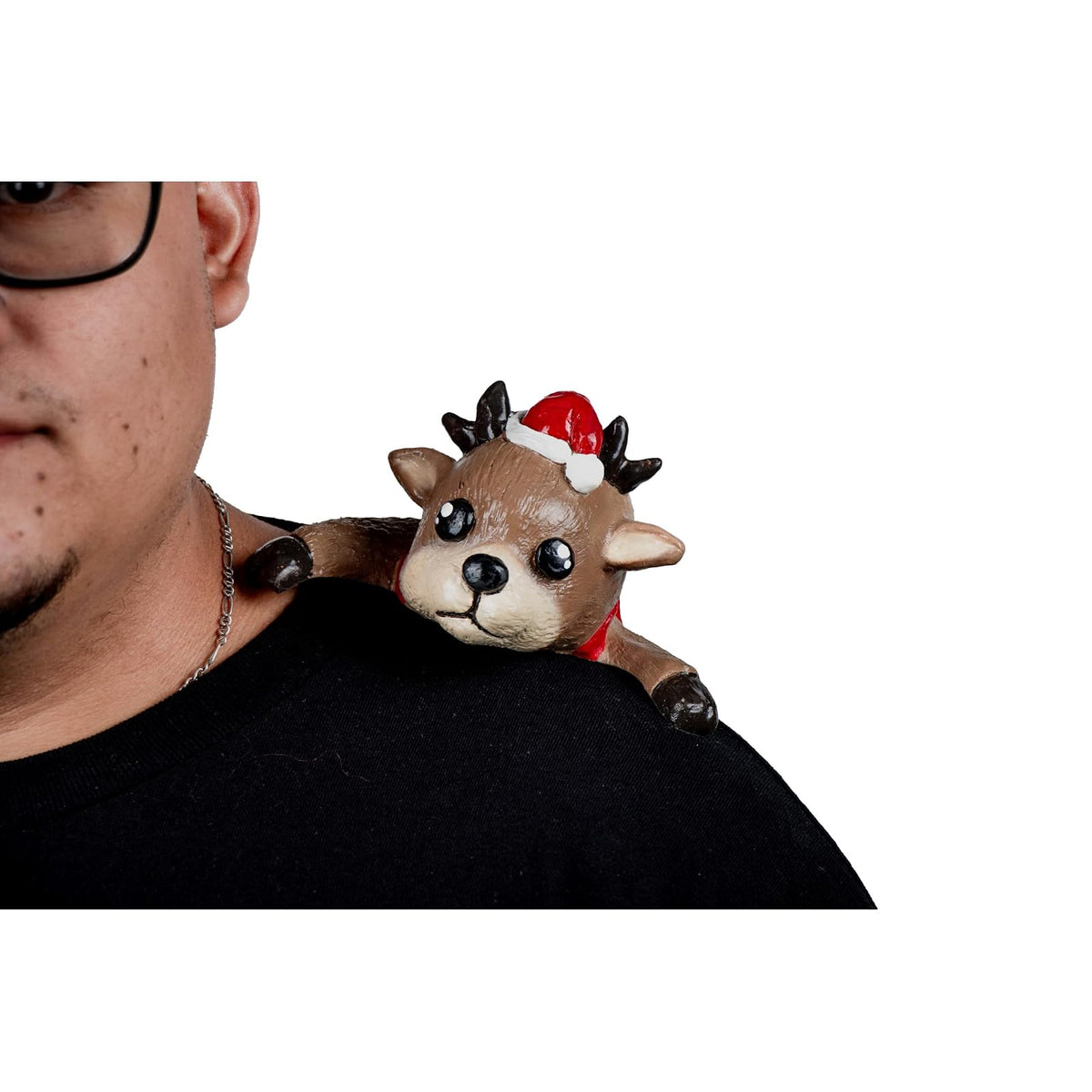 Ghoulish Productions Shoulder Buddy Reindeer, Accesorio de latex para hombro, Muñeco de hombro para disfraz, Ideal para Disfraz Halloween, Navidad y Fiestas Temáticas, Cosplay, Diseño Artesanal