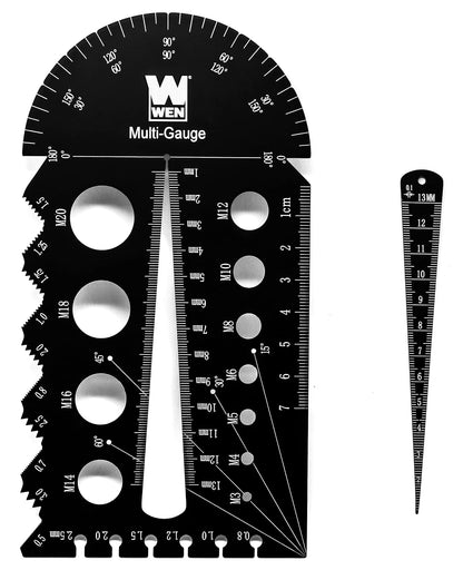 WEN ME210G Metric and Imperial Metal Thread Pitch Multi-Gauge with Carrying Case, Two Pack, Black