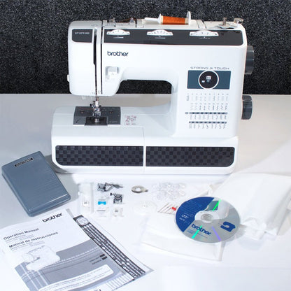 Máquina de Coser Brother, 37 Puntadas, Color Blanco con Negro, Modelo ST371HD