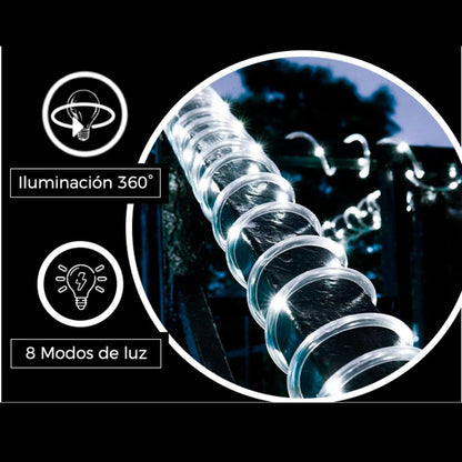 Luces Navideñas Manguera de luz led- Luces de Navidad con 8 modos Manguera Transparente IP67 Impermeable Luz de Cadena para exterior (20M 400LED, Blanco frío)