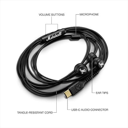 Marshall Mode USB-C Audífonos Alámbricos - Negro/Latón