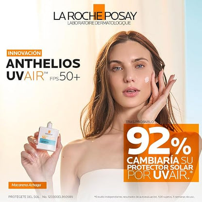 La Roche-Posay Anthelios UVAir Protector Solar Invisible y Ultraligero FPS50+ con Ácido Hialurónico, Niacinamida y Sistema Avanzado de Filtros UVA/UVB, 40 ml