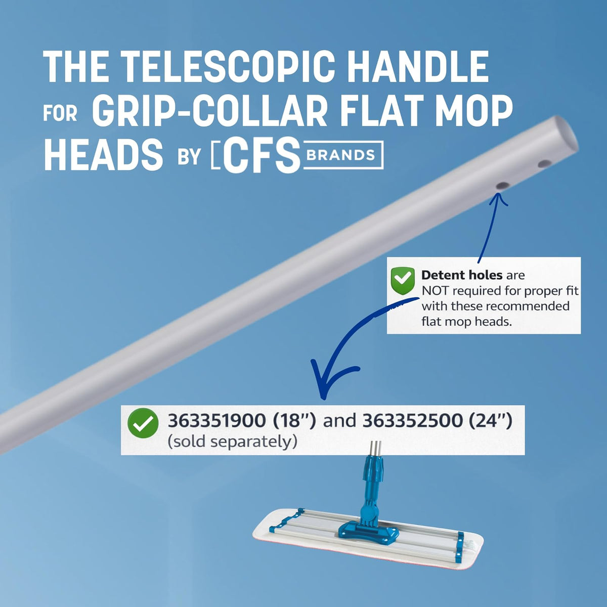 Carlisle 363367000 mopa plana de aluminio mango telescópico, 43" - 70" longitud