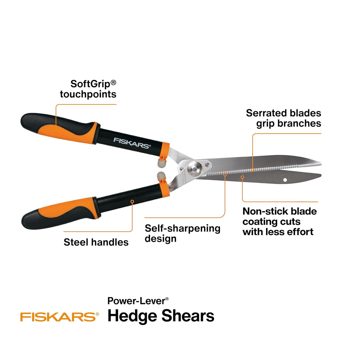 Fiskars 9181 - Tijeras para setos con mango de acero