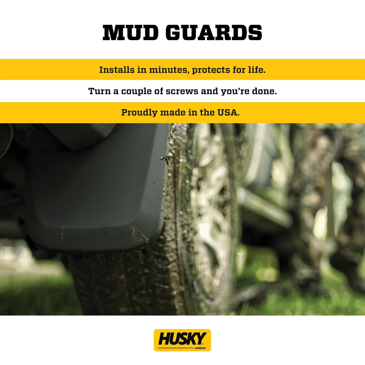 Husky Liners Protectores de Lodo Delantero y Trasero 58526 para Ford F-150 2021-2023 sin Raptor, Negro, 4 Piezas