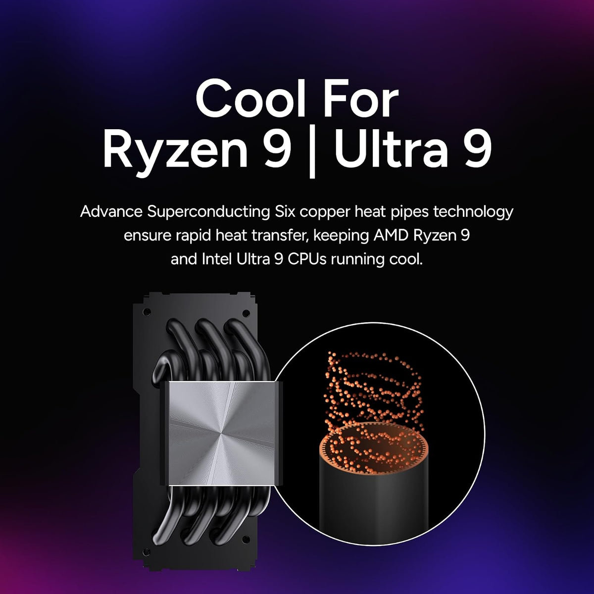 Cooler Master Hyper 612 APEX Enfriador de aire CPU, ventilador dual Mobius 120 PWM, 6 tubos de calor de cobre compuesto superconductor, 159 mm de alto, cubierta superior elegante, AMD Ryzen AM5|AM4