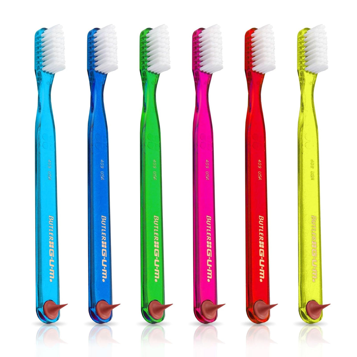 GUM Classic - cepillo para polvo de dientes suave, cabezal compacto, incluye punta de goma, 1 unidad (paquete de 6)