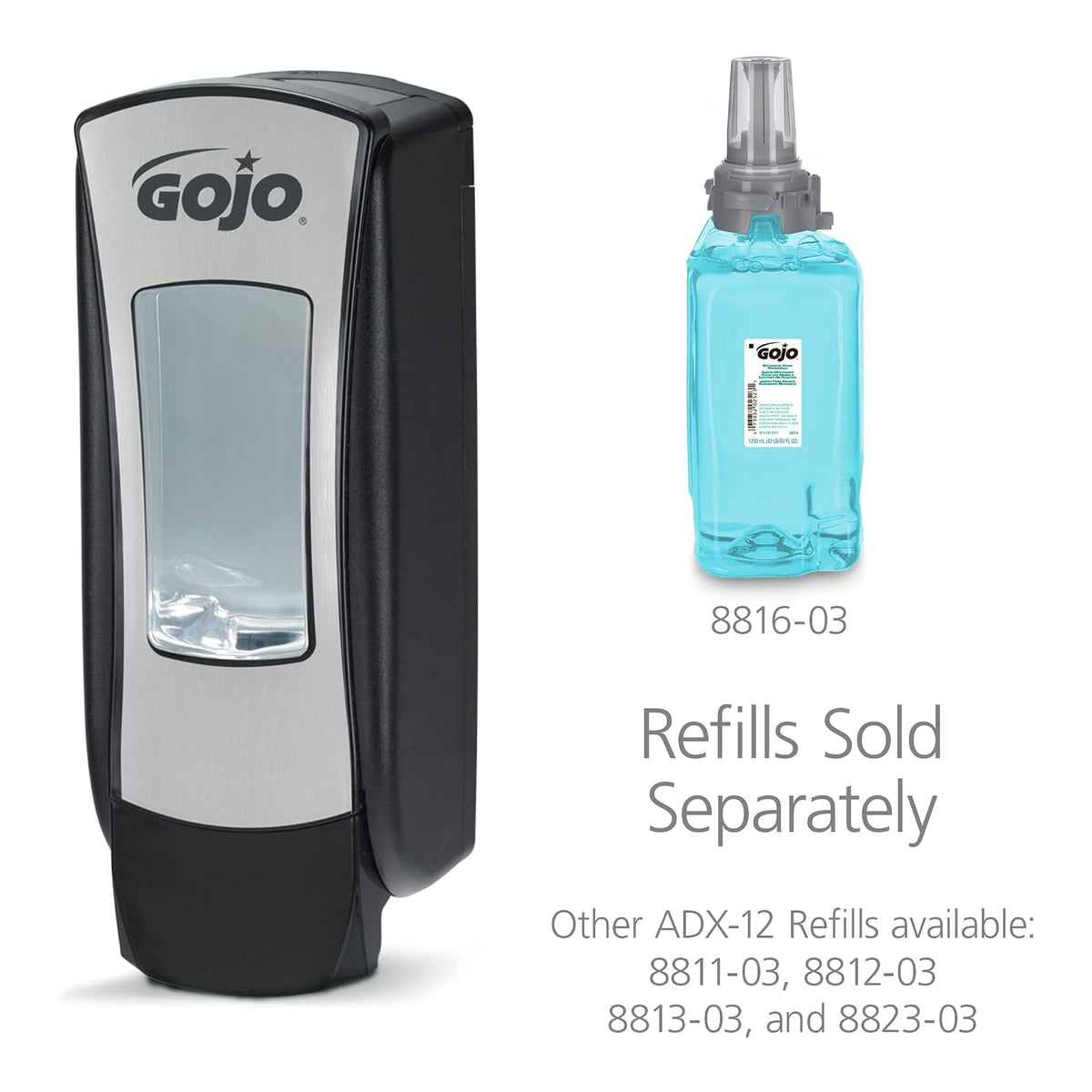 Gojo Adx - Dispensador, Cromo cepillado, 1250 mL