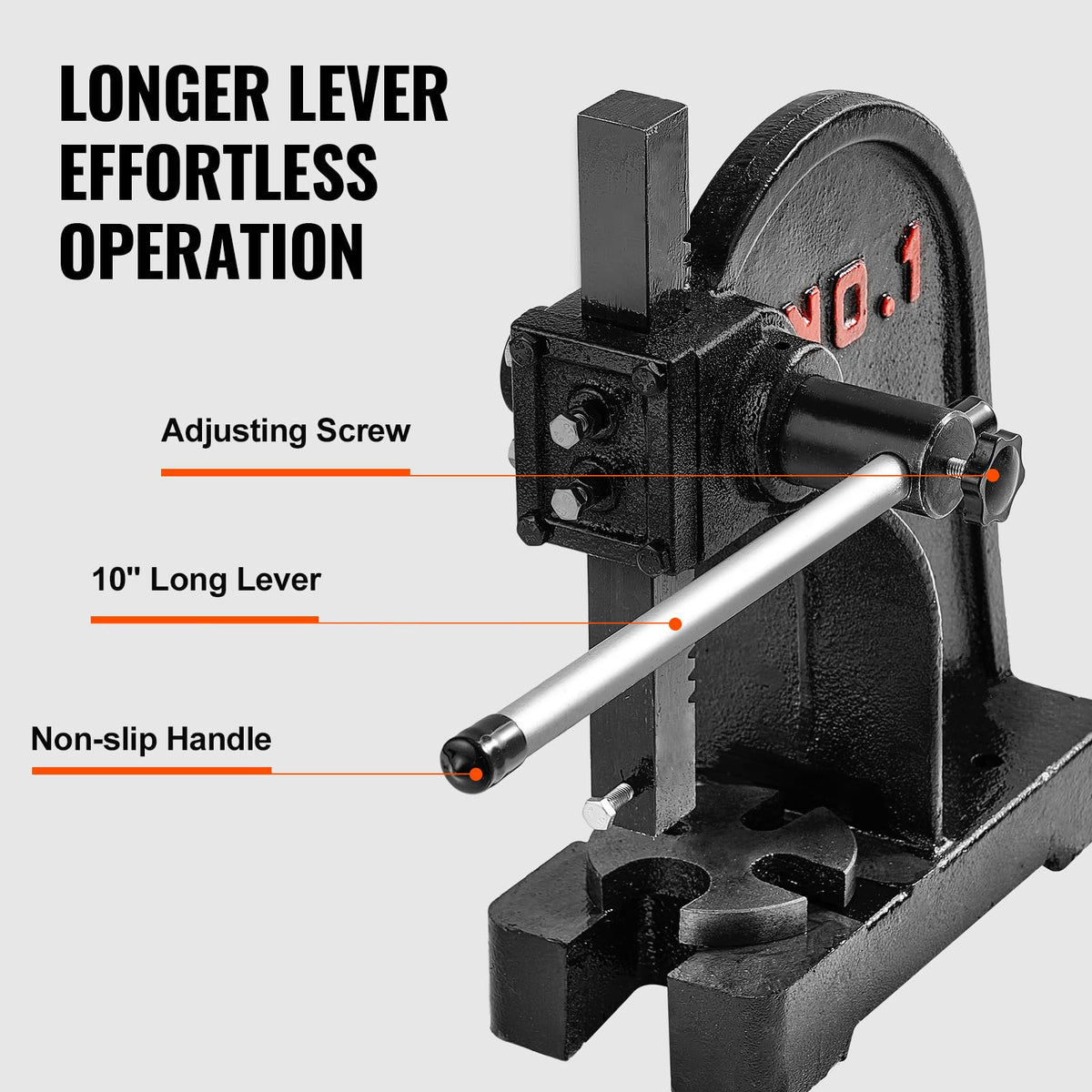 VEVOR Prensa de Eje Prensa de Eje Manual 1 T Altura Máxima de 150 mm Hierro Fundido Resistente Prensa Manual de Precisión para Estampar, Doblar, Estirar, Formar