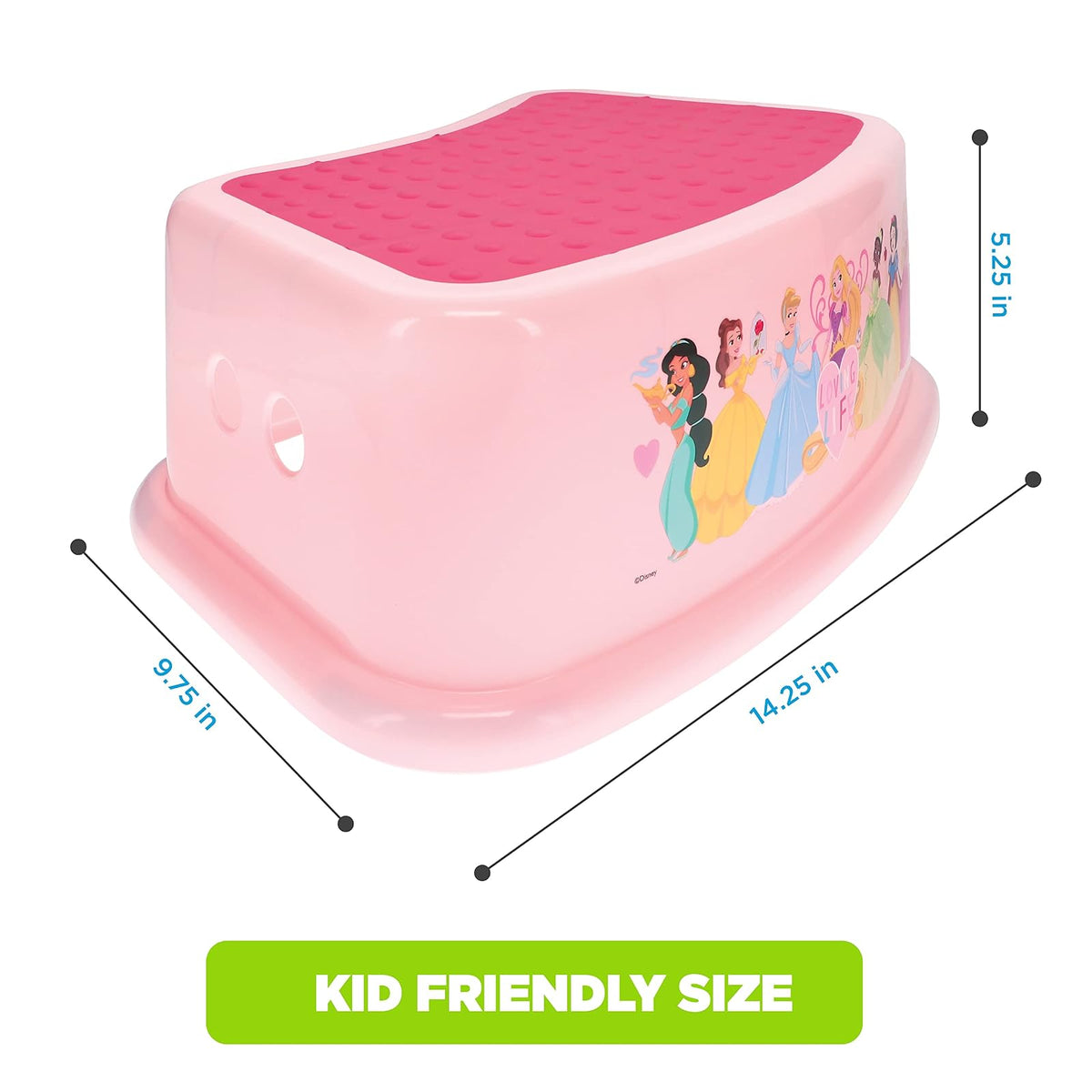 Disney Princess Loving Life - Taburete para niños, Entrenamiento para IR al baño, Antideslizante, baño, Cocina, Ligero